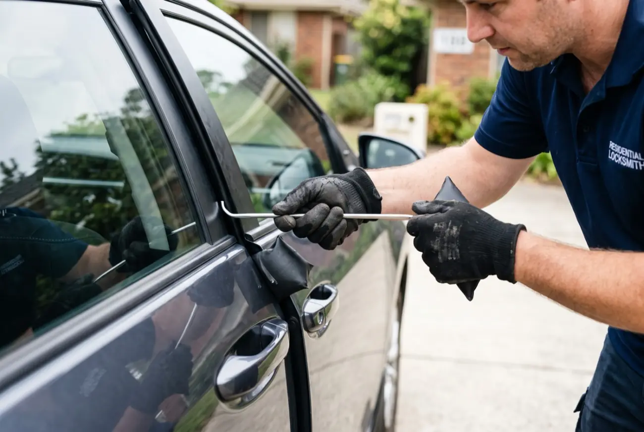 Cornelius Locksmith opening a locked car door with a long-reach tool
